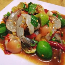 ตำเกาเหลากุ้งสดปลาร้า