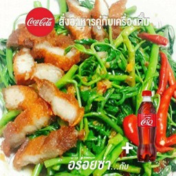 [อร่อยซ่ากับโค้ก]ข้าวกะเฉดหมูกรอบพร้อมโค้ก