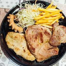 สเต็กไก่+สเต็กหมู