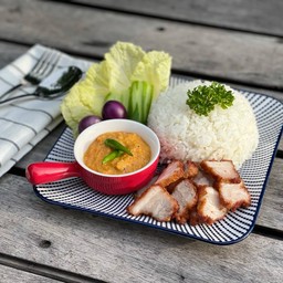 ชุดข้าวหมูสามชั้นทอด น้ำพริกไข่ปู