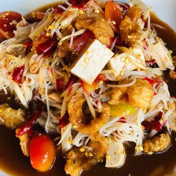 ตำซั่ว+หมูยอ+แคปหมู