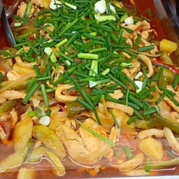 ผัดเปรี้ยวหวานปลาหมึก+ไก่