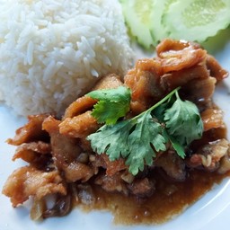 ข้าวหมูทอดกระเทียม