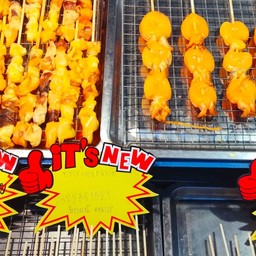 ปลาหมึกย่าง เนย ลูกชิ้นย่างแฟนตาซี หอมเนย วัดตะกล่ำ