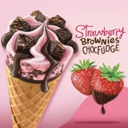ไอศรีม โคน สตอรเบอรี่ ช็อคฟัดจ์บราวนี่