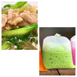 เด็กเส้น ราดหน้าหมูหมัก กะ ชาเขียวนม