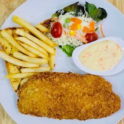 21.สเต็กปลาดอรี่ชุุบเกร็ดขนมปังทอด Fried Dory Fish