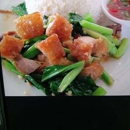 ข้าวคะน้าหมูกรอบ