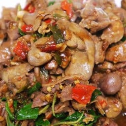 กระเพราเครื่องในไก่