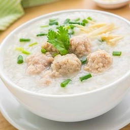 โจ๊ก หมูสับปั้น หมูเด้ง ตับ