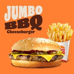 บาร์บีคิวชีสเบอร์เกอร์จัมโบ้ +เฟรนซ์ฟรายส์ขนาดปกติ ลดพิเศษ!