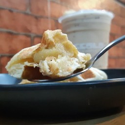 Banana custard vanilla liege waffle