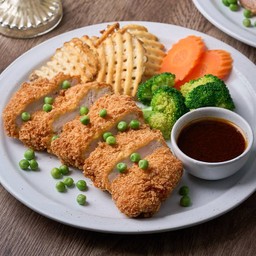 หมูทอดซอสเกรวี่ถั่วลันเตา