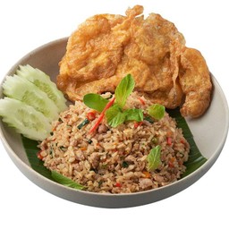 ข้าวหมูผัดกะเพรา-ไข่ฟู
