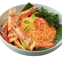 ข้าวผัดพริกมันกุ้ง-กุ้งลายเสือกะเพรากรอบ