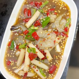 ยำแซ่บไหลบัวกุ้งสดปลาร้า