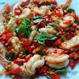 กุ้งผัดพริกเกลือ_ราดข้าว
