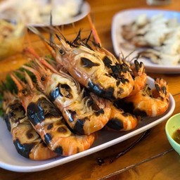 กุ้งเผา(จานใหญ่10ตัว)