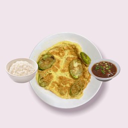 ข้าวไข่เจียวมะเขือยาว+น้ำพริกกะปิ