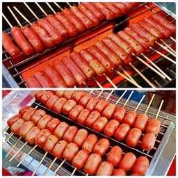 ไส้กรอกแดงคอกเทล ( ไส้กรอกไข่แมว ) 5 ไม้ 10 ลูก