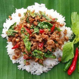 กระเพราโบราณ  (สูตรเด็ดเผ็ด,แห้ง)