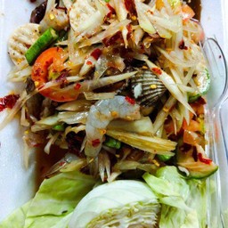 ตำหอยแครงหมูยอกุ้งสด