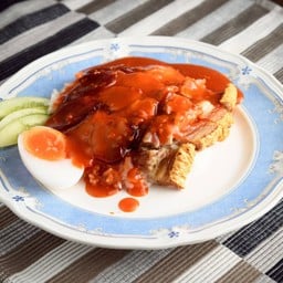 ข้าวหมูแดง + หมูกรอบ