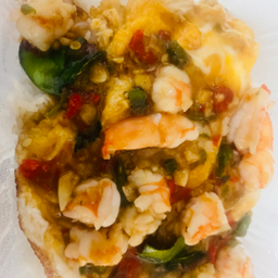 ข้าวไข่ข้น+กุ้งสับผัดพริกสด(ใส่ใบมะกรูด)