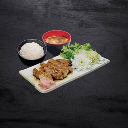 เซทข้าวซุปมิโสะสันคอหมูย่างซีอิ๊ว