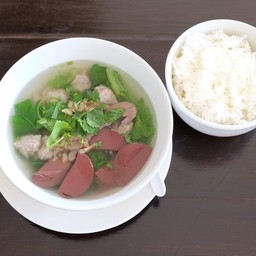 ต้มเลือดหมู+ข้าว