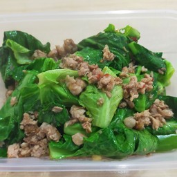 คะแขนงหมูสับ กับข้าว