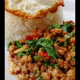 ข้าว-ผัดกระเพาไก่(ไข่ดาว)