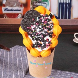 วาฟเฟิลไอศครีม โอริโอ้ Hong Kong Icecream Waffle Oreo 1006