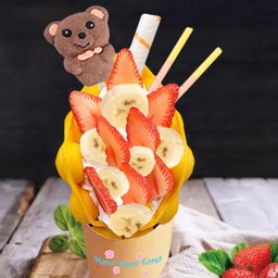 วาฟเฟิลไอศครีม สตรอเบอร์รี่ กล้วย Hong Kong Icecream Waffle Strawberry Banana 1015