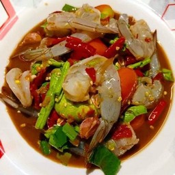 ยำปลาร้ากุ้งสด