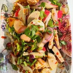 ยำปลาร้าหมูยอไส้กรอก