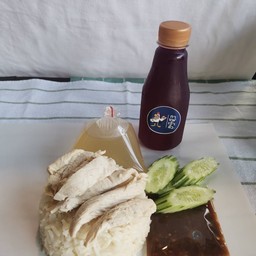 ข้าวมันไก่สับ+อัญชันมะนาว