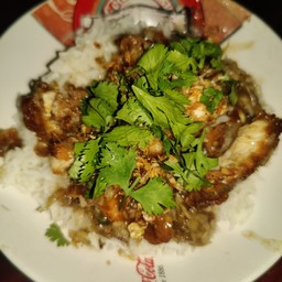 ข้าวไก่กรอบทอดกระเทียม