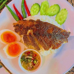 ข้าวหอม+🍳ไข่ตูม🍳+ปลาแกะ น้ำจิ้มรสเด็ดหอมอร่อย