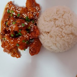ข้าว+ไก่คาราเกะ เคลือบซอสเกาหลี