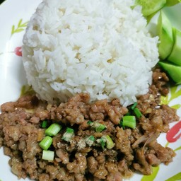 หมูสับกระเทียมพริกไทย(ราดข้าว)