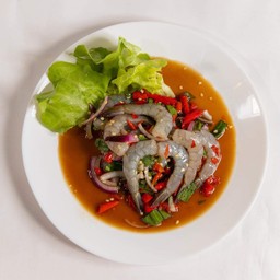 กุ้งสดยำปลาร้า