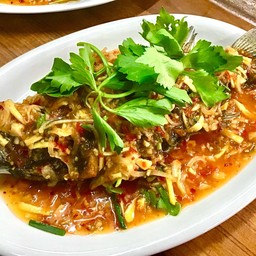 ปลากะพงทอดราดสามรส ( ตัว )