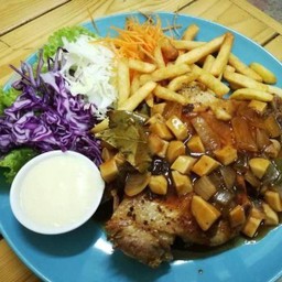 พอร์คช็อพซอสไวน์แดง