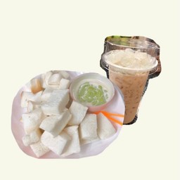 ขนมปังนึ่งสังขยา+น้ำ1แก้ว