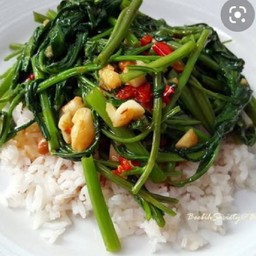 ข้าว+ผักบุ้งไฟแดง