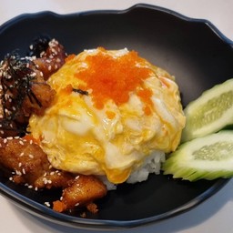 ข้าวไข่ข้นลาวาไก่เกาหลี ไข่กุ้ง