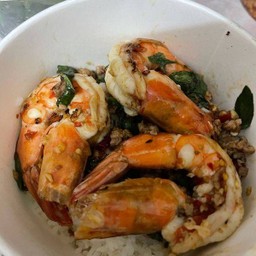 ข้าวราดกะเพรากุ้ง+หมูสับ