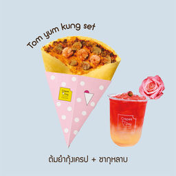 B3  ต้มยำกุ้งเครป+ชากุหลาบ