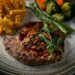 สันคอหมูสเต๊กซอสแจ่ว